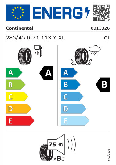 Kia Tyre Label - continental 0313326 285-45R21